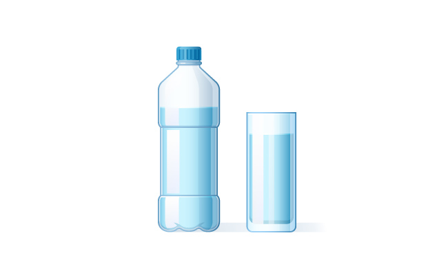 纯净水矿泉水瓶水杯和塑料瓶纯液体瓶卡通矢量