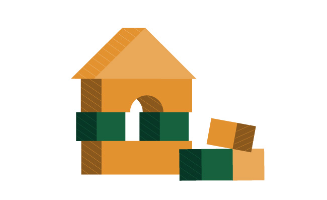 儿童益智玩具积木方块矢量元素拼搭房子