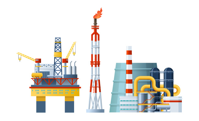 工厂石油工业生产锅炉炼油厂矢量素材