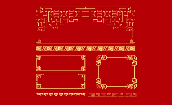 红底黄色边框矢量图片