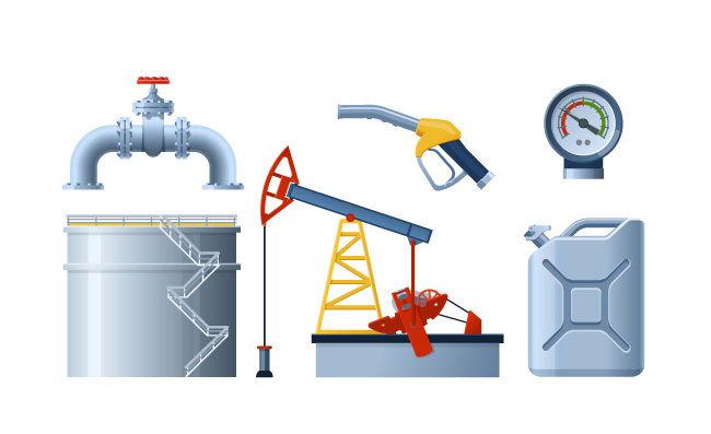 化学工业油罐加油枪油桶石油工业元素矢量