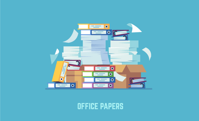 会计文件堆办公纸质文件堆积办公室文件夹