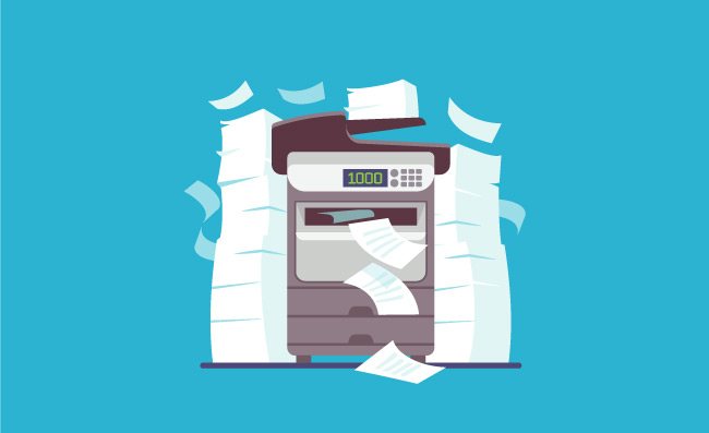 卡通矢量打印机多功能办公打印机扫描仪打印复制纸质文档