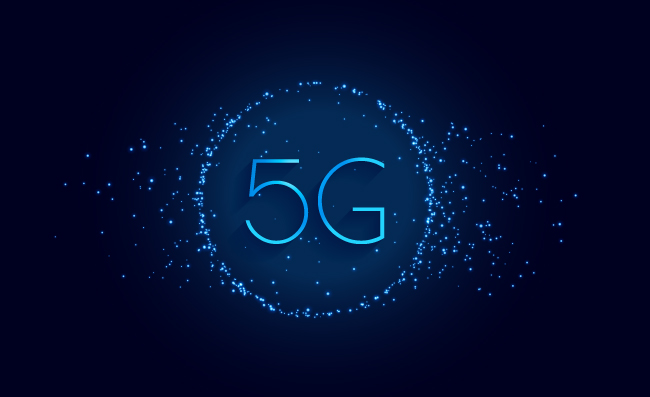 蓝色炫彩粒子5G概念背景矢量素材