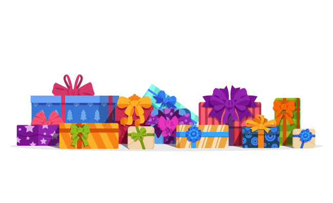 圣诞礼物生日礼物装饰蝴蝶结丝带明亮颜色方形纸板包装节日惊喜新年节日礼物精美礼盒