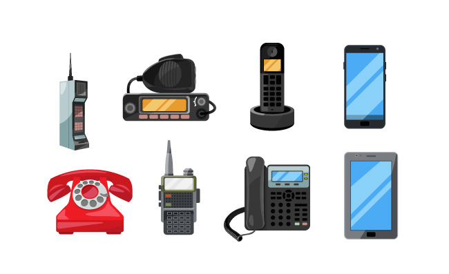 通讯设备的更新换代不同的电话智能手机其他通信工具矢量