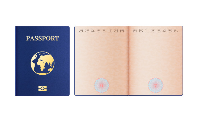 外国护照护照样机带有水印外国护照的现实空白打开的页面纸张
