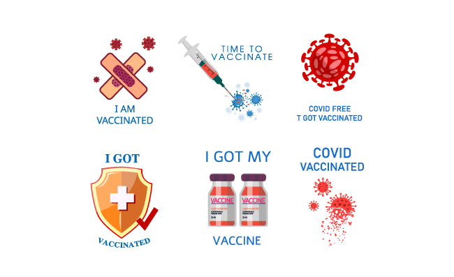 新冠病毒Covid19疫苗接种元素病毒医学符号药物防护矢量