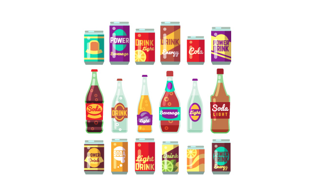 易拉罐饮料瓶能量饮料玻璃瓶酒瓶矢量图标