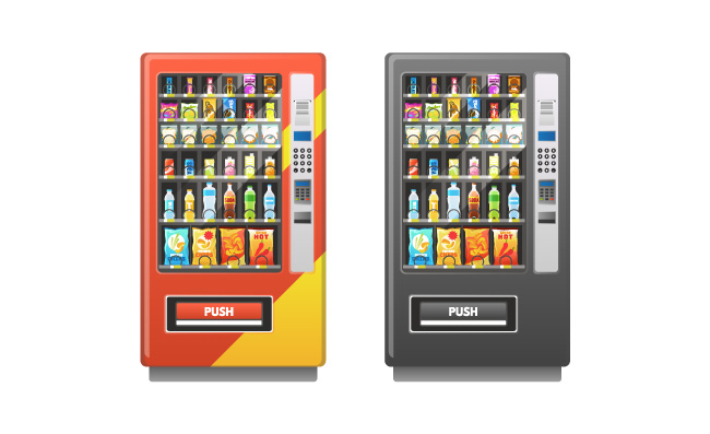 饮料果汁零食冷饮矢量自动售货机自助服务与付款终端自动服务机售货机快销售零售机