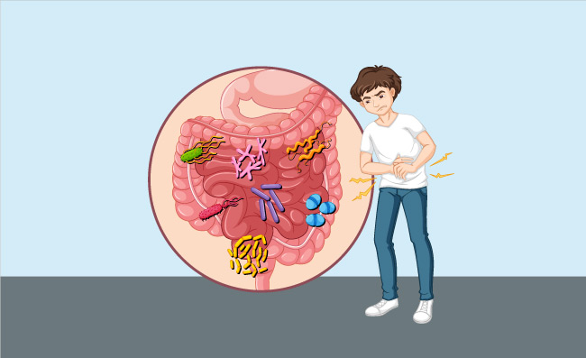 肚子疼肠道不舒服感染病毒细菌矢量肚子里的病毒
