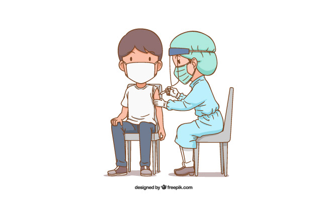 卡通可爱护士疫苗注射插图
