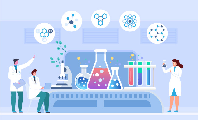 科技风实验室医疗医学实验插画