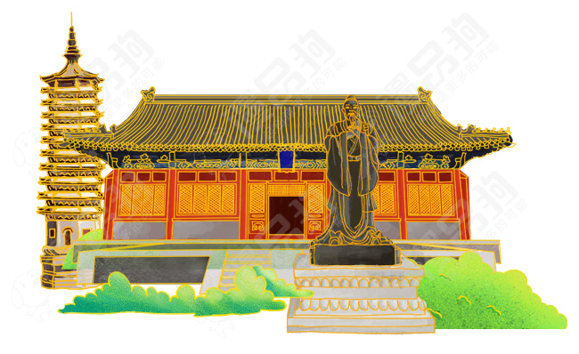 北京三庙一塔手绘国风建筑动漫视频素材