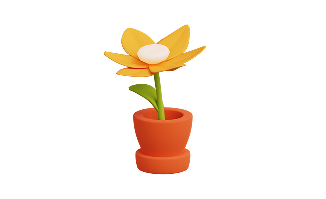 小盆景植物花卉开花过程立体三维图标动画素材