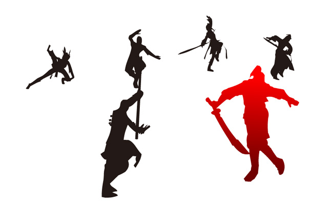 剪影武侠人物招术练武人物动作an动画模板
