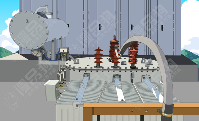手绘漫画背景逆变器电厂机器素材