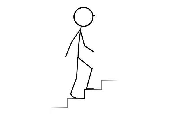 火柴人走楼梯上坡的动作手绘线条人物动画