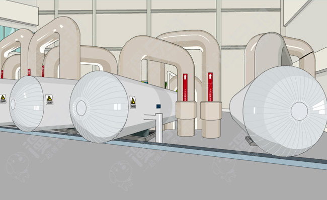 锅炉压力容器装置手绘动漫场景素材