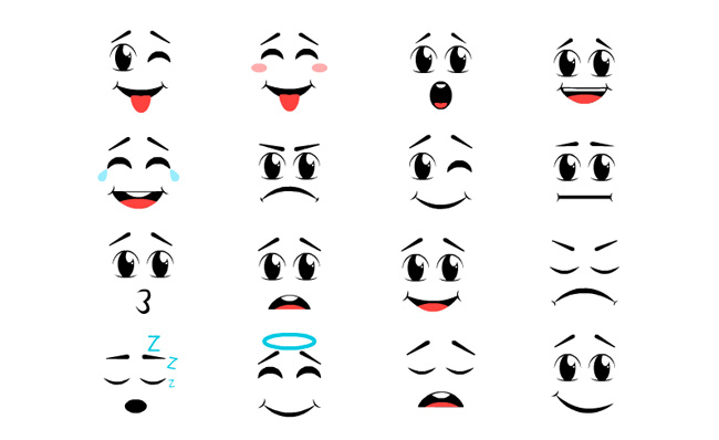矢量图手绘卡通动漫表情人物模板