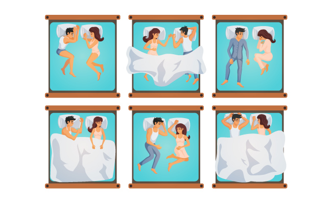 六对男人女人夫妇情侣床上不同的睡觉姿势