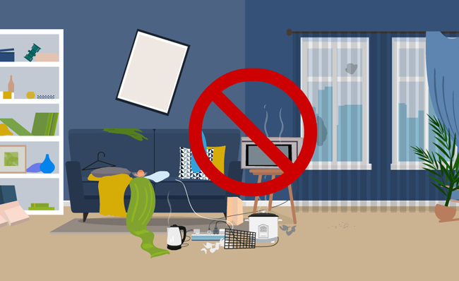 室内用电安全禁止将杂物乱堆放在电源处动画短片