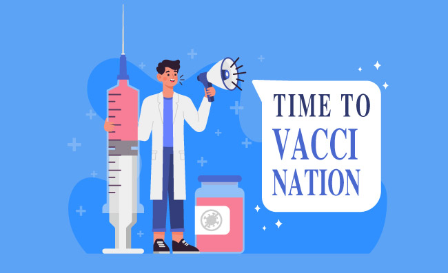 宣传疫苗接种的医生人物矢量