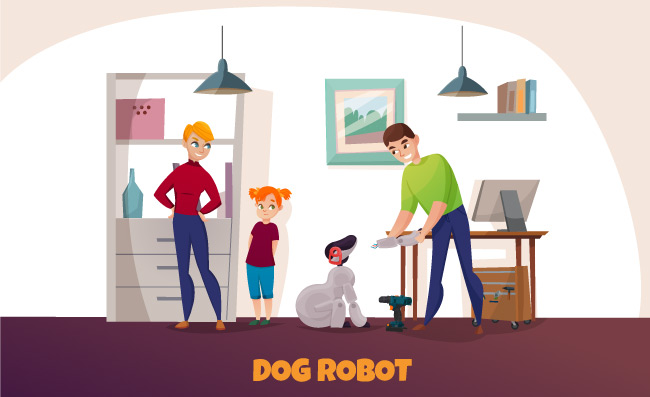 在家研究机器人的爸爸电子和技术机器人机器狗修理维修图