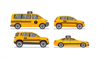 不同类型的出租车卡通素