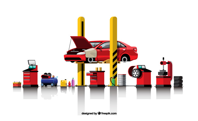 车辆汽车维修和保养服务素材矢量