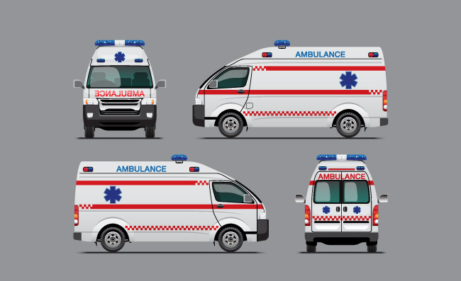 城市白色救护车模板矢量图片插图