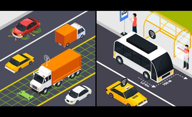 城市车辆城市道路无线无人驾驶运输交通插图