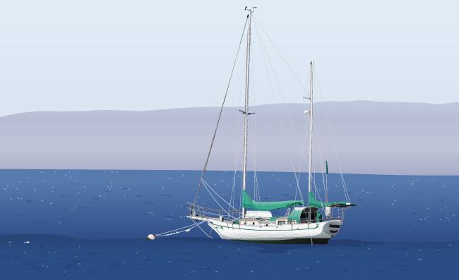 大海上的捕鱼船风景图