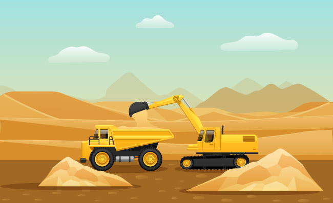 地面工作建筑机械沙子挖掘机装载车翻斗车工程机械组成