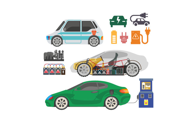 电动汽车充电站汽车内部机制动力原理充电器和电池现代汽车技术电动车内部机构图片