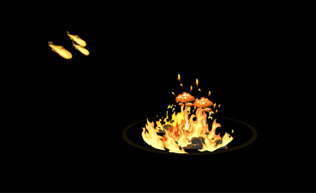发射攻击目标熊火起的手绘二维动画素材