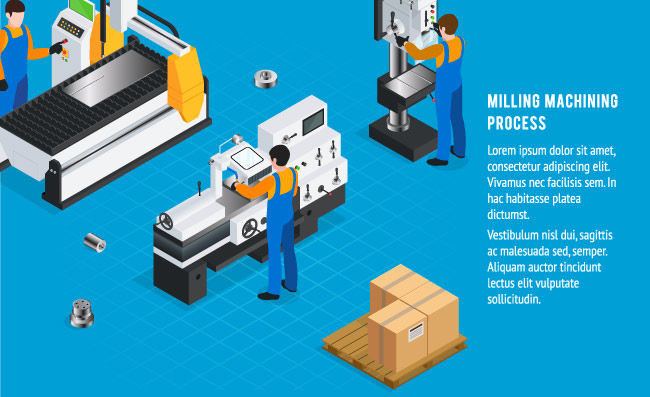 金属工程加工车床制造图像矢量图