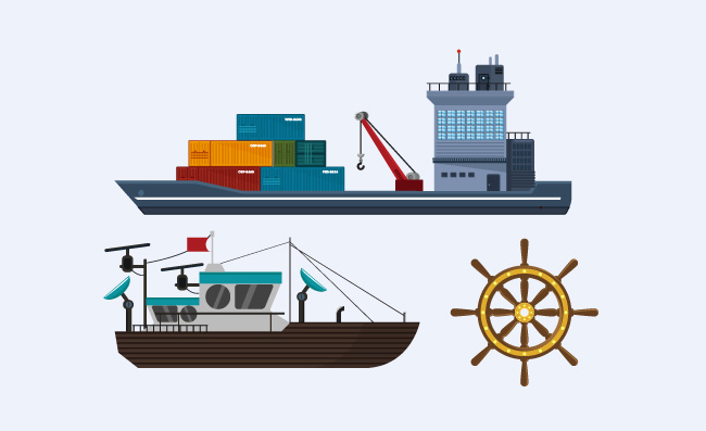 轮船货船海上运输矢量船舶素材