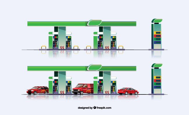 汽油柴油供给站加油站汽车加油服务站素材矢量
