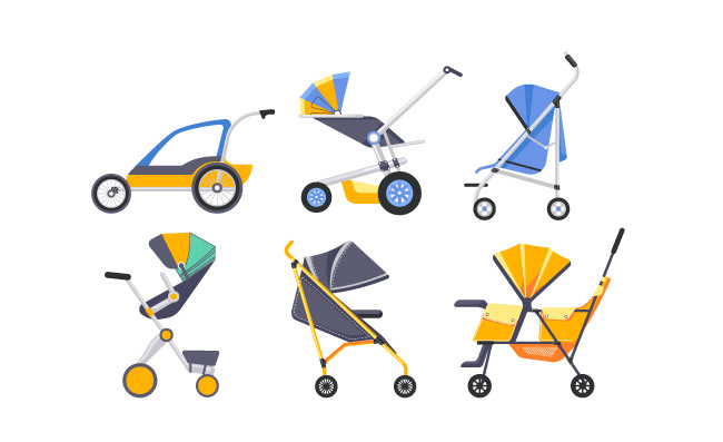 婴儿车儿童代步交通工具带帐篷的婴儿车素材