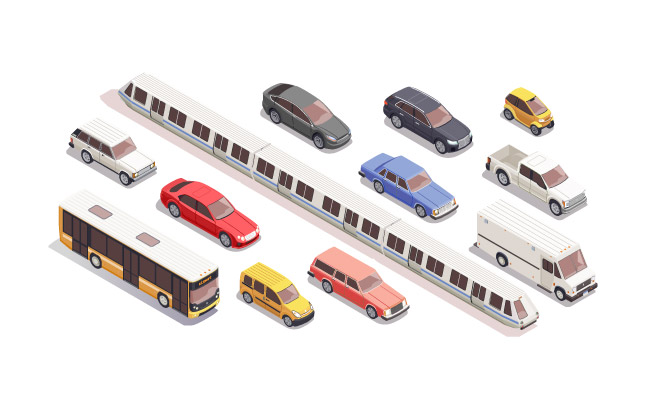 运输车辆图标3d矢量图