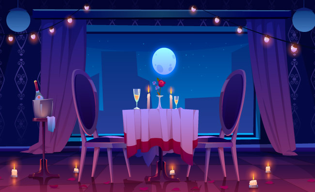 浪漫的约会餐厅场景图