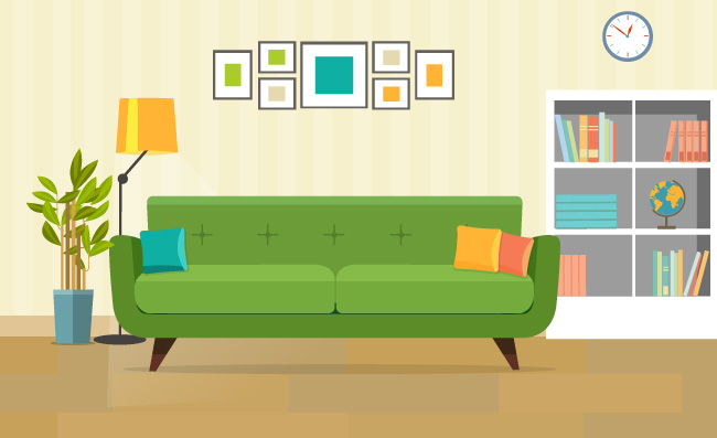 沙发舒适家具客厅公寓室内房间插图组成