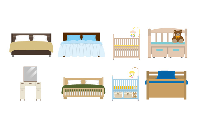 矢量床婴儿床素材家具