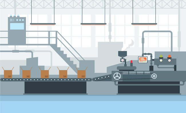 输送机平面工业工厂内部传送带自动生产机器人装配插图