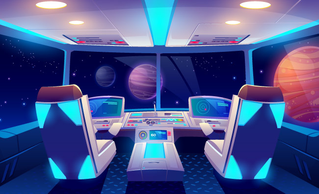 太空飞船的座舱内部宇宙飞船内部操控室插图