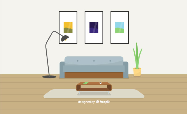 现代客厅室内装饰沙发简易茶几插图素材