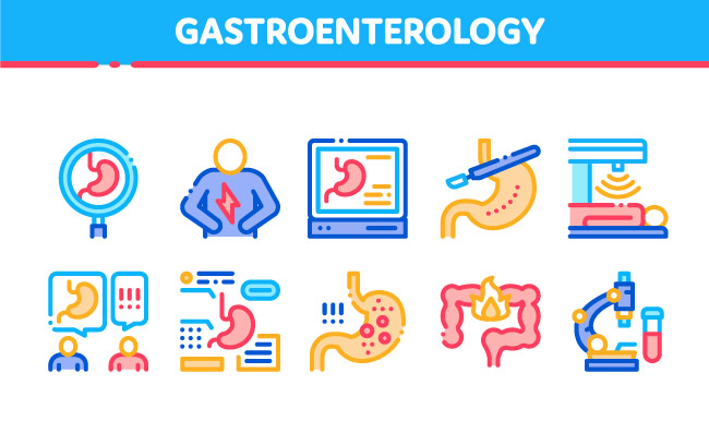 肠胃病学消化内科胃痛不健康肠胃病学插图矢量