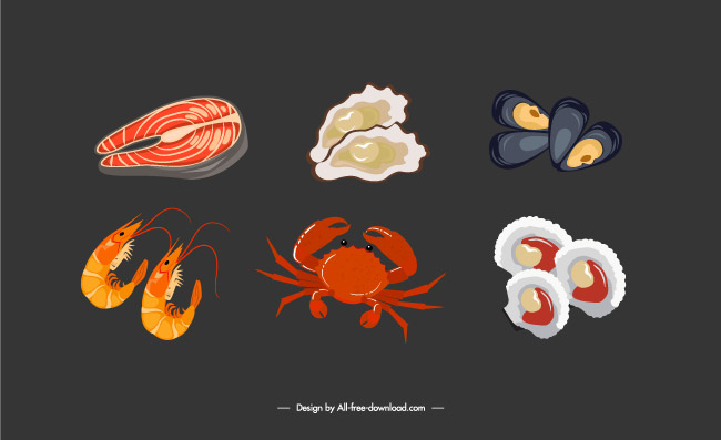 海鲜食材牡蛎虾蟹壳图标