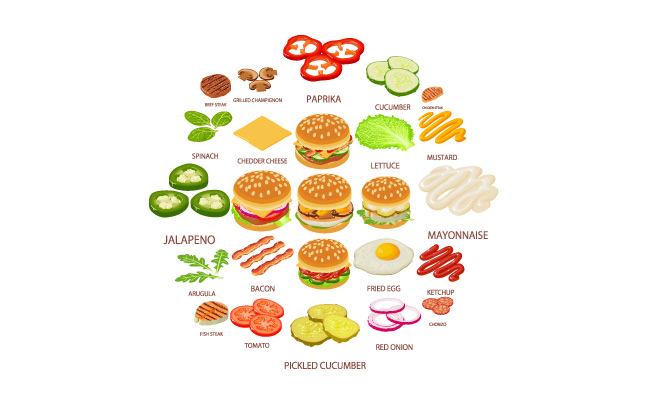 汉堡食品矢量图标